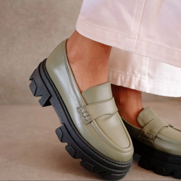 alohas Shoes - ALOHAS trailblazer dusty olive green leather loafers